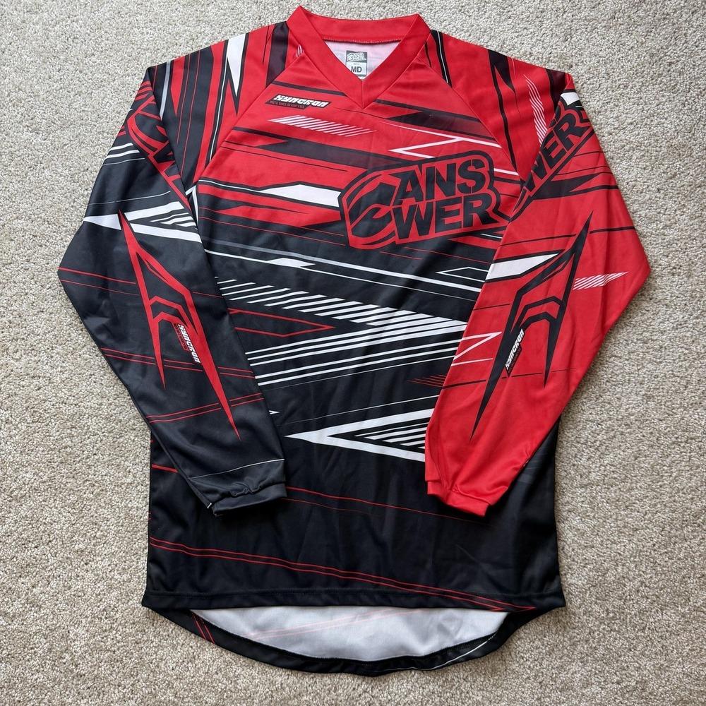 Answer Syncron Jersey Shirt Mens Medium Red Black Long Sleeve Motocross MX